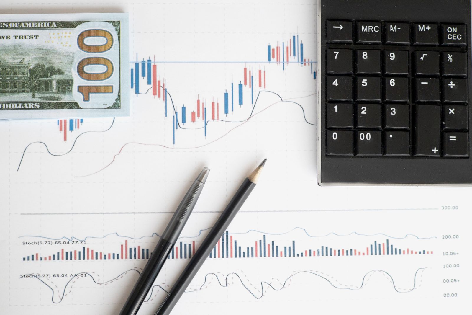 Mortgage figures and a calculator on a desk